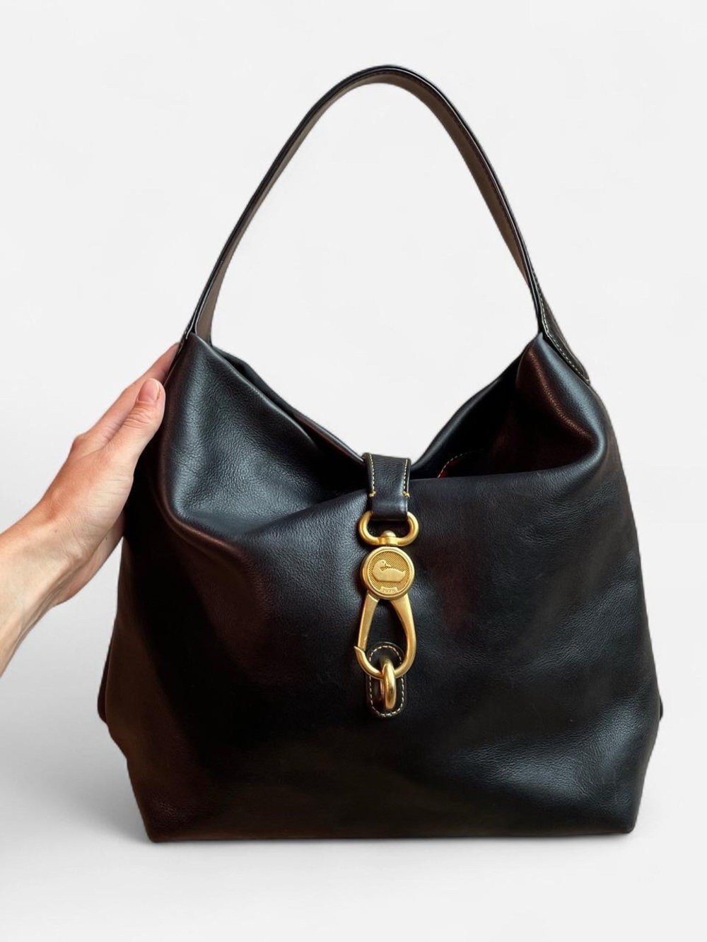 Dooney & Bourke Florentine Logo Lock Hobo black leather purse - Picture 2 of 7